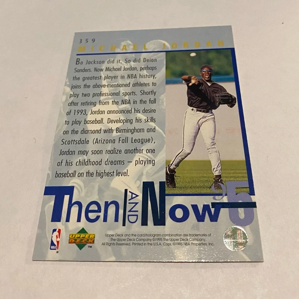 Michael Jordan 1995 Upper Deck then & now Basketball Card Vintage Collectible